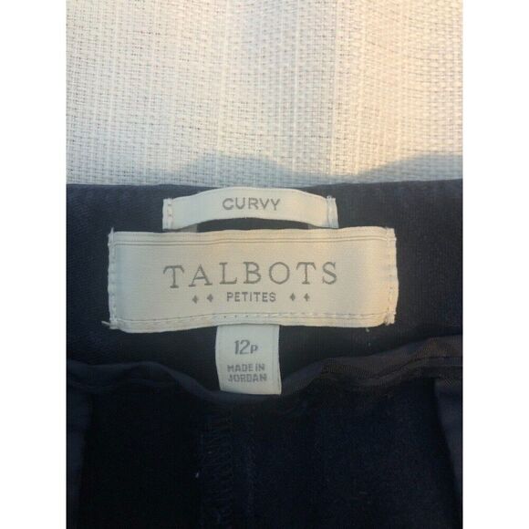 Talbots Petites 12P Curvy Dress Pants Blue Office Work Classic Pockets (stain) - Picture 6 of 10